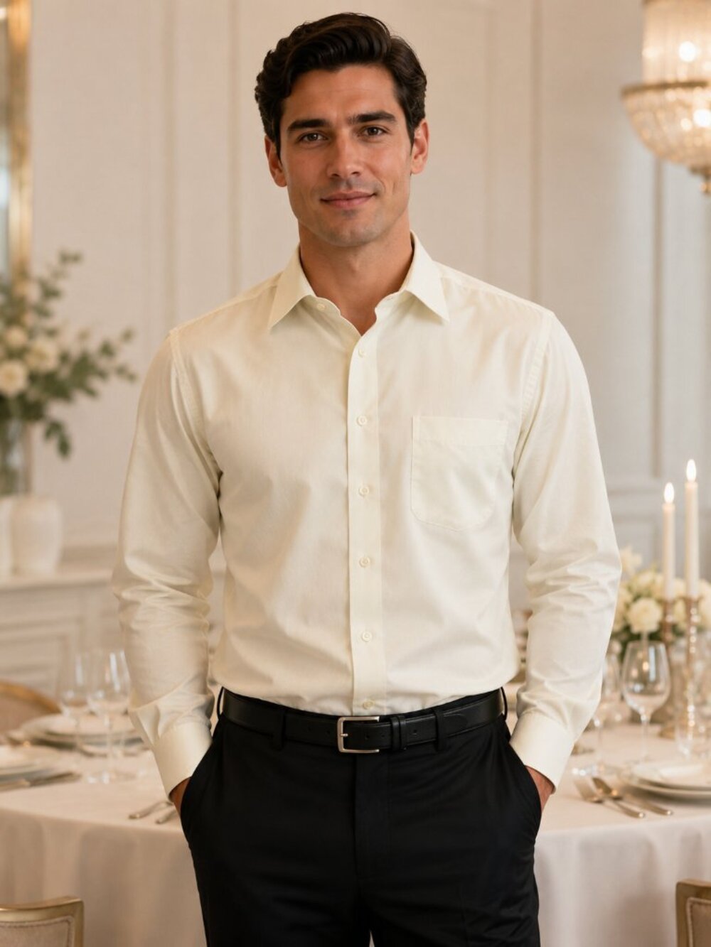 Geoffrey Beene ivory shirt